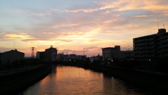 新河岸川の夕焼け