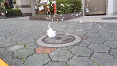 泡の出るマンホール