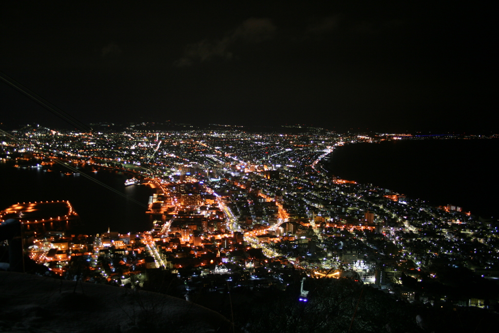 冬の函館山にて。