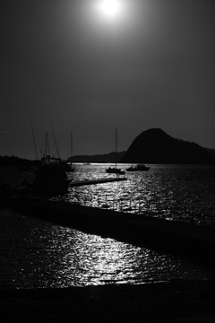 残照の柿崎漁港