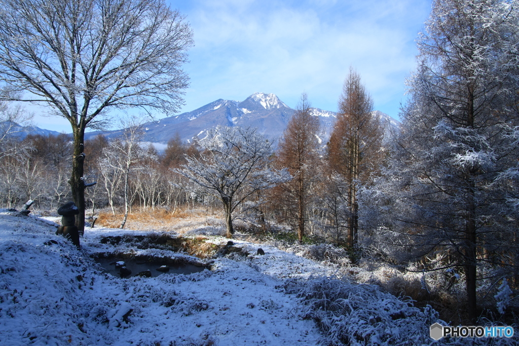 遠方に妙高山