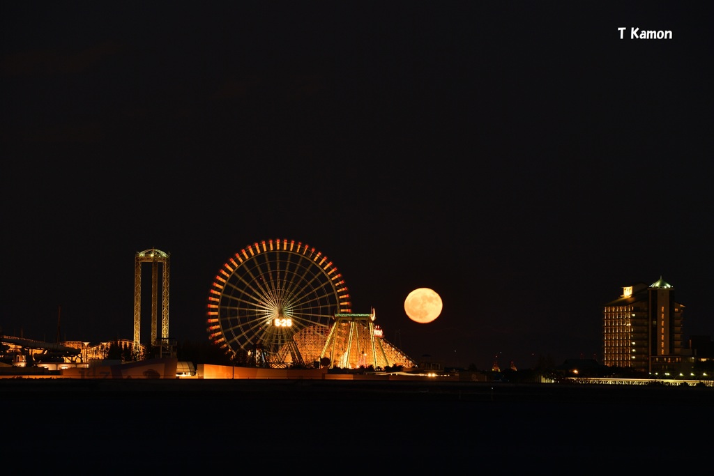 長島温泉花火の前