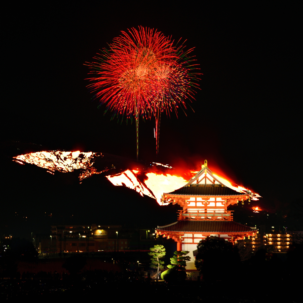 若草山焼きと花火➊