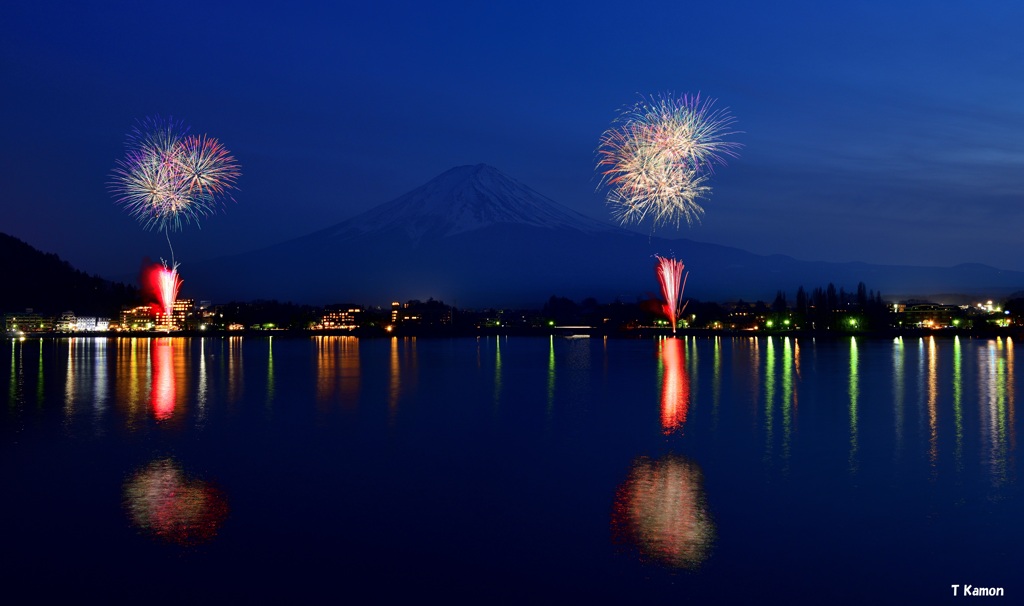 河口湖冬花火②