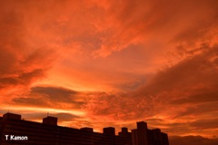 台風通過前の夕焼け