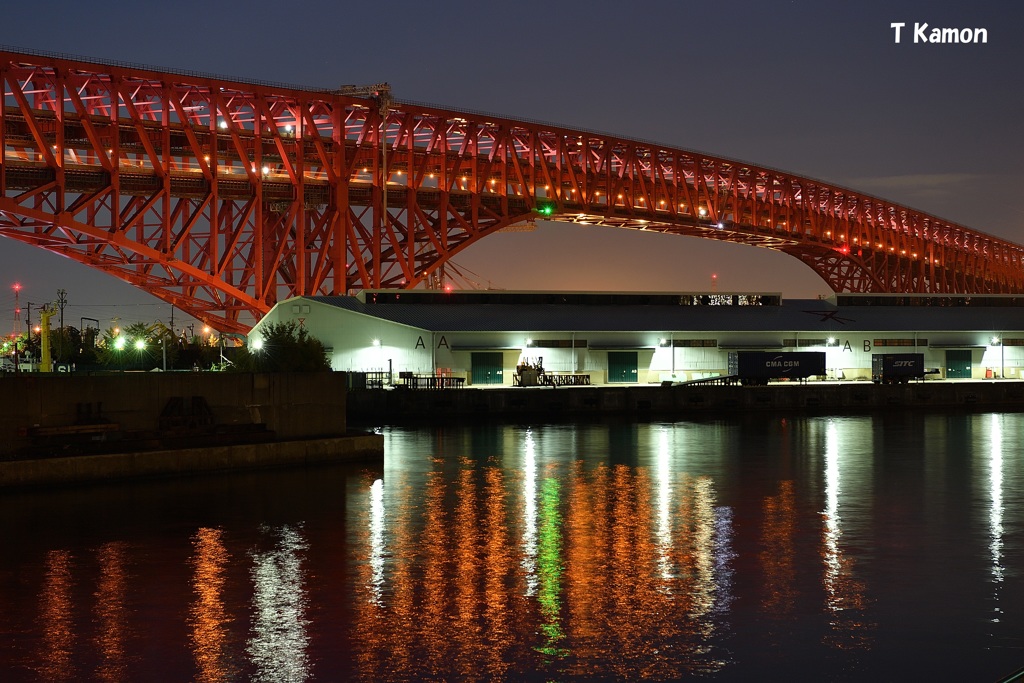 夜明け前の港大橋①