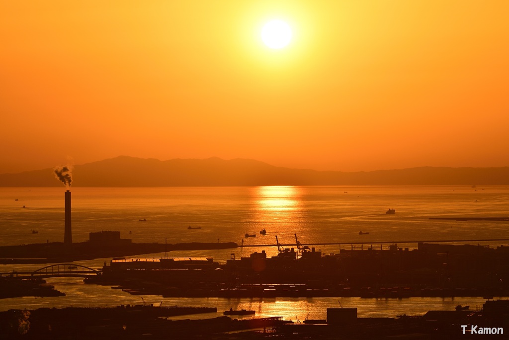 淡路島に沈む夕日