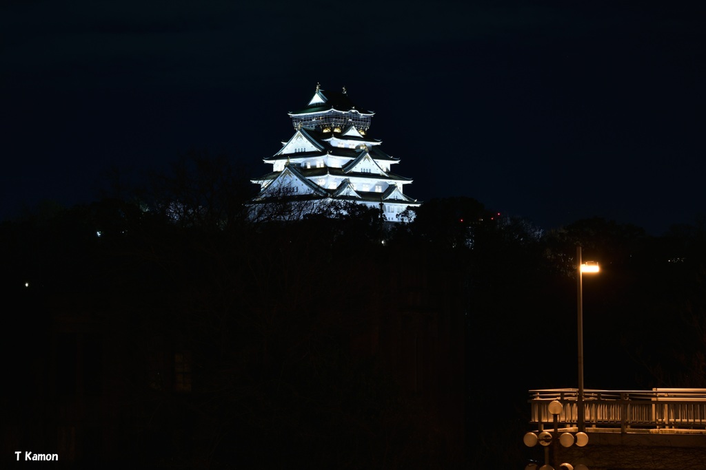 ライト・アップされた大阪城