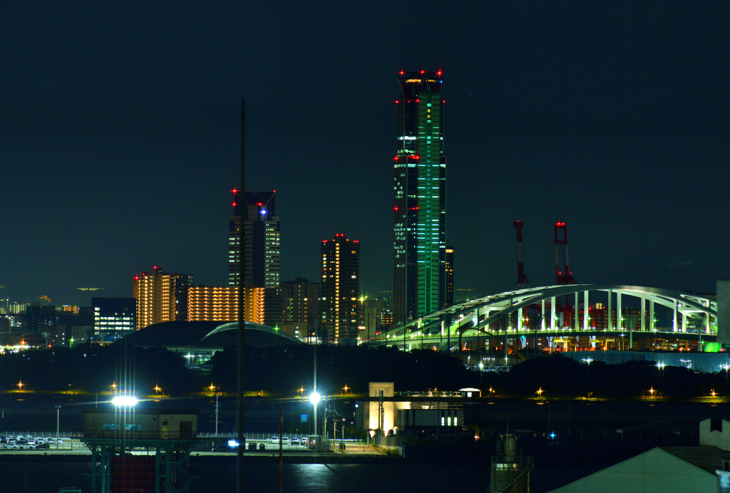夜のコスモタワー遠景