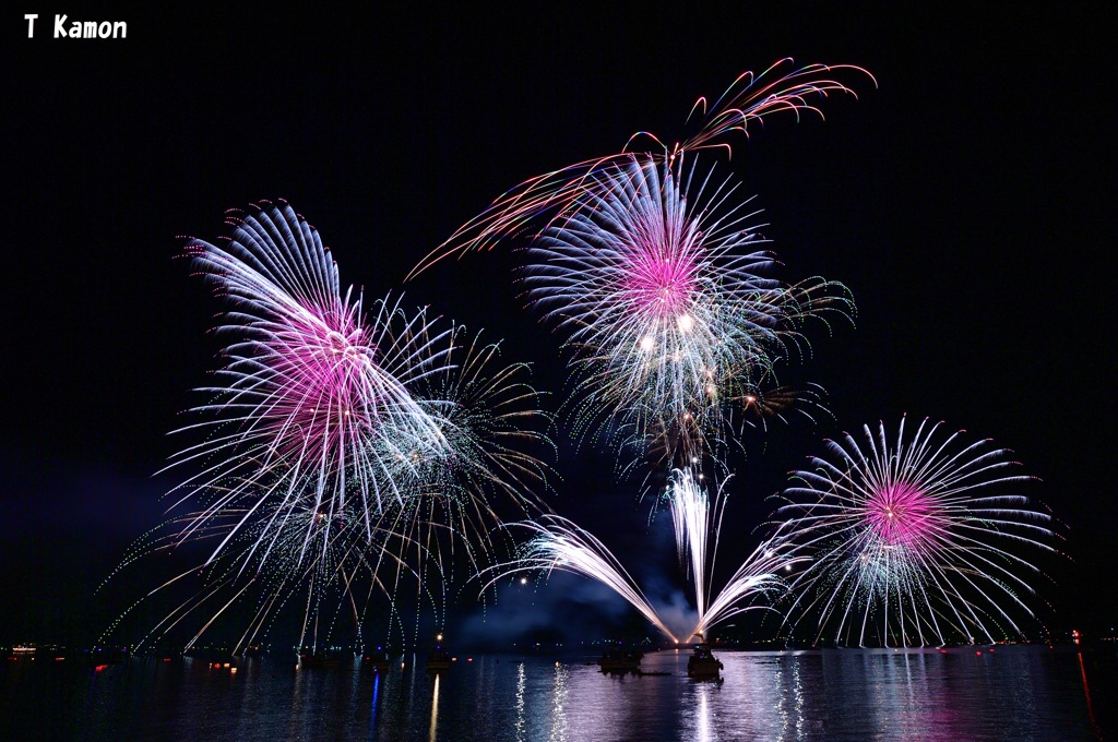 宮津灯籠流し花火②