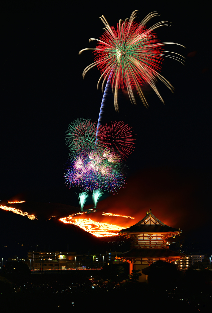 若草山花火と山焼き③