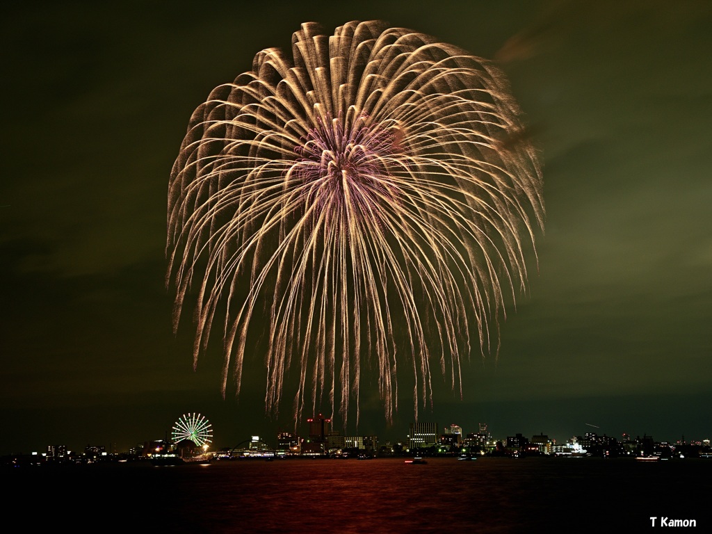 名港水上芸術花火①