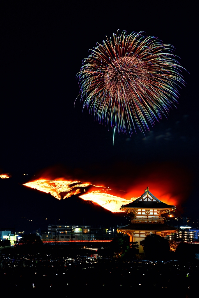 若草山焼き花火③