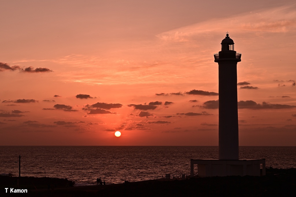 残波岬の夕陽