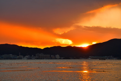 びわ湖の夕日