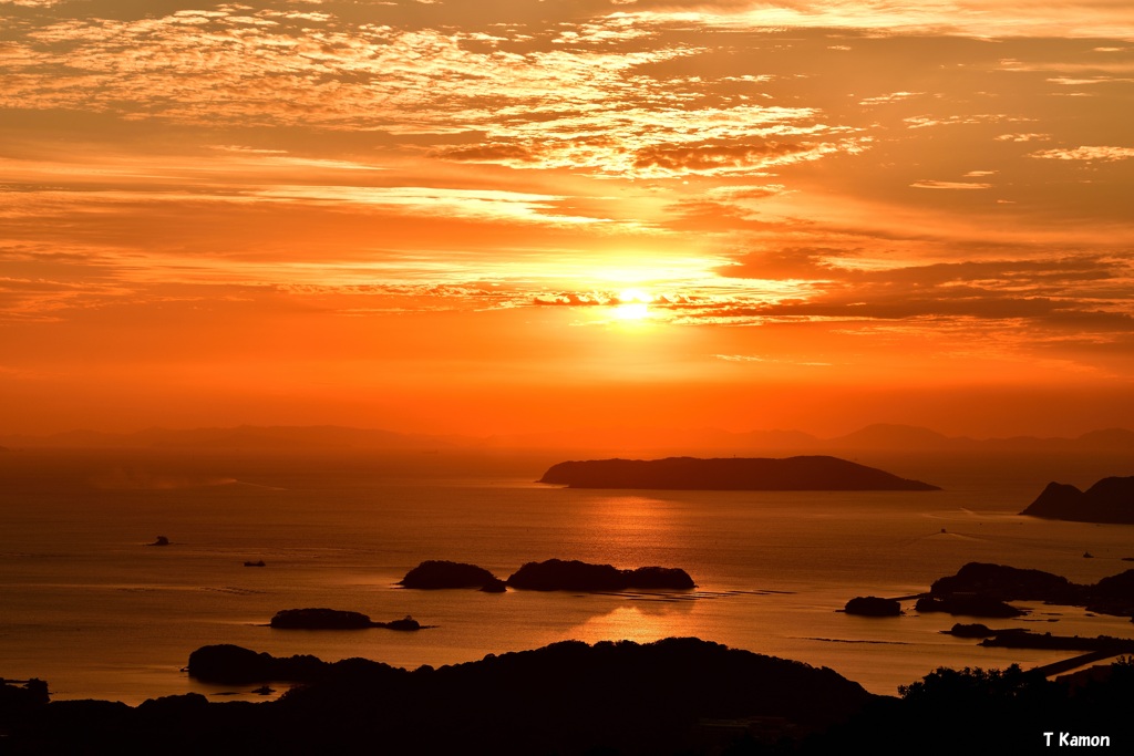 九十九島に沈む太陽