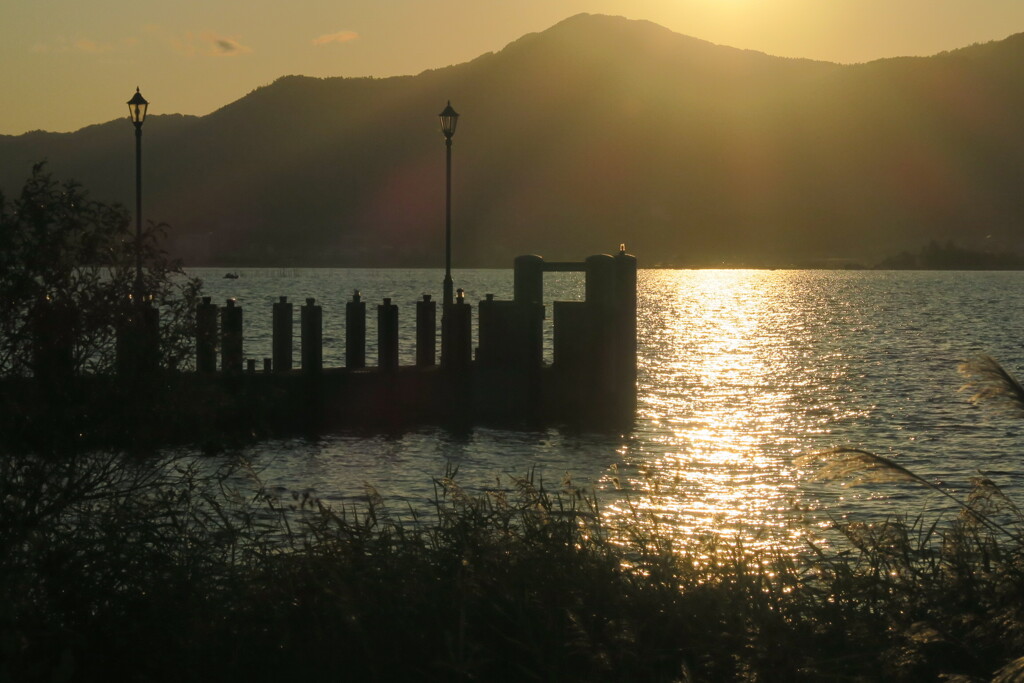 夕照、桟橋