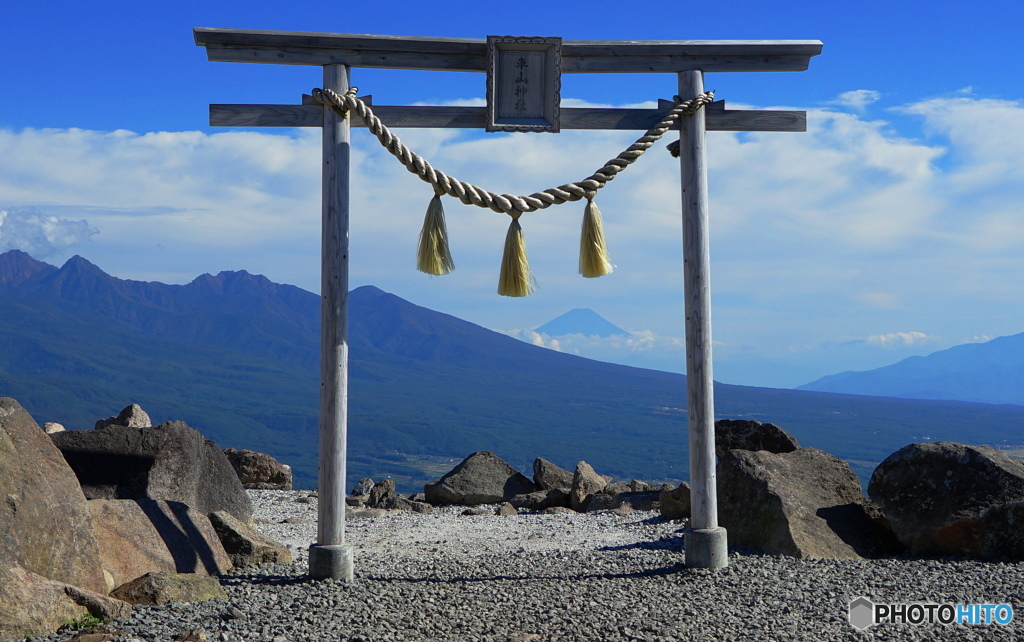 車山山頂から見る霊峰富士