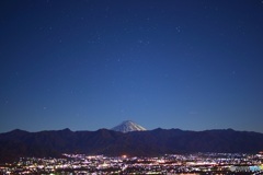 富士山と夜景と星空