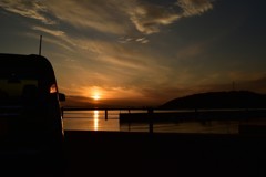 直島で見た夕陽