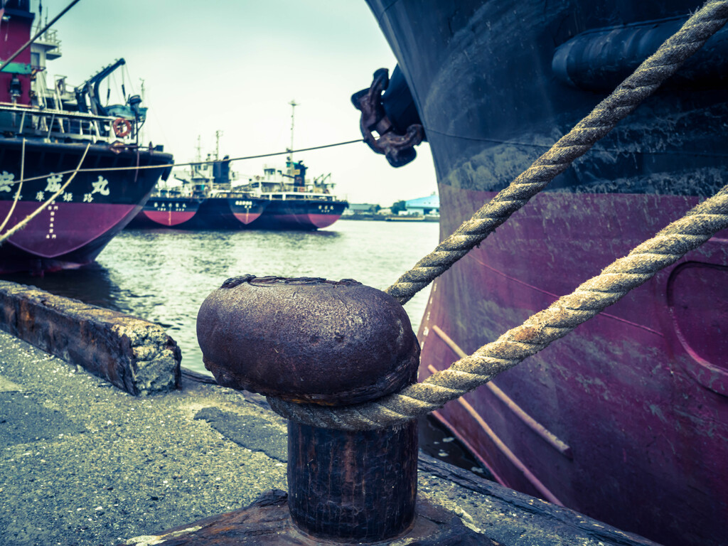 A bollard in the port