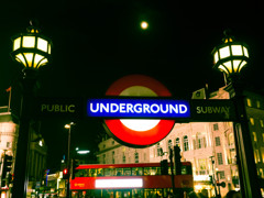 Subway & bus under the moon