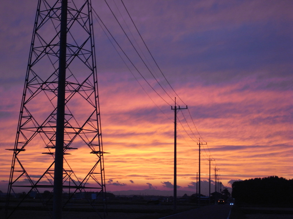 夕焼けと電柱 By Kiji Id 写真共有サイト Photohito