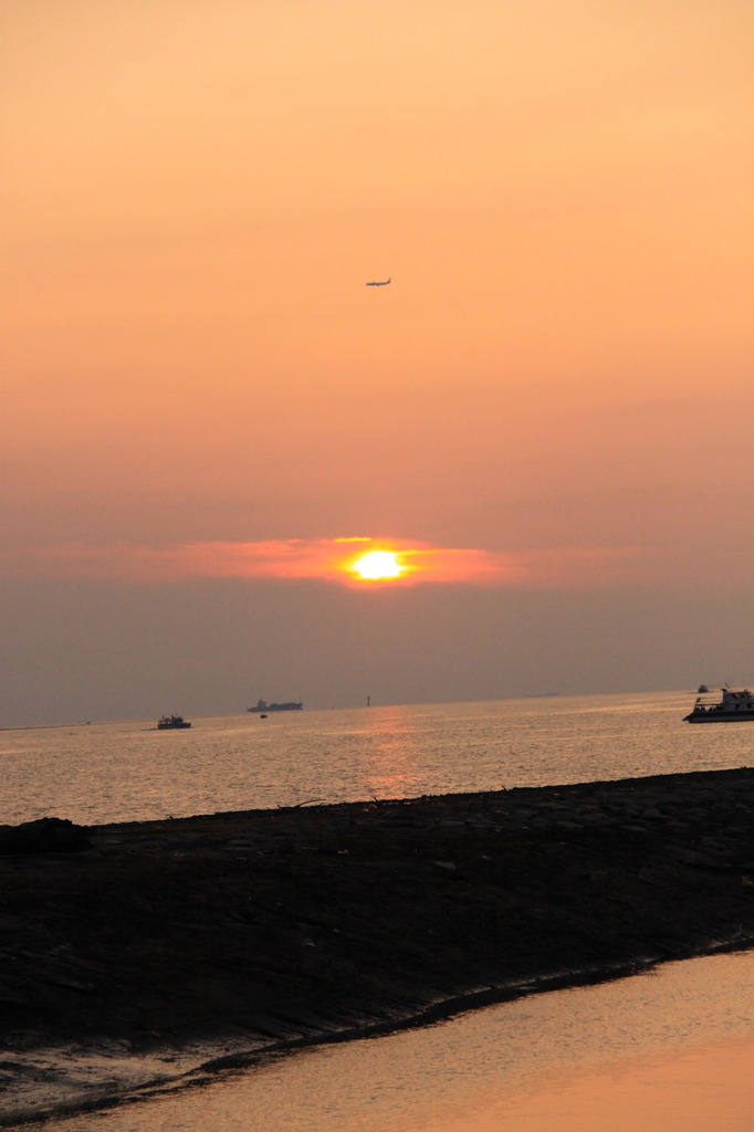 台湾　淡水の夕日