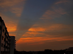 ベランダからの夕日（オリンパス版）