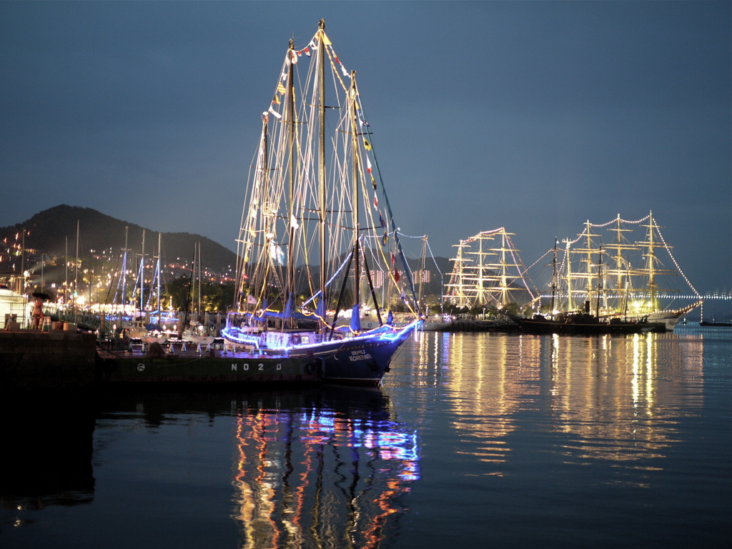 Light on Nagasaki harbor