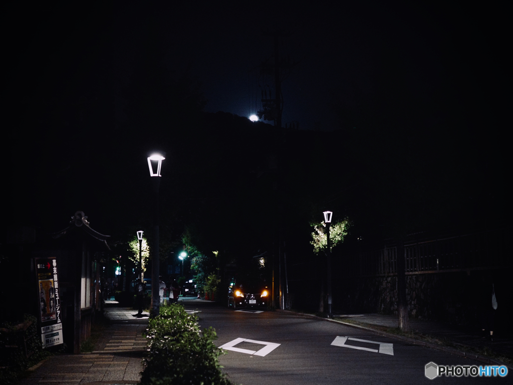 Hazy moon rise from Higashiyama, Kyoto