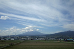小さな工場街と富士山