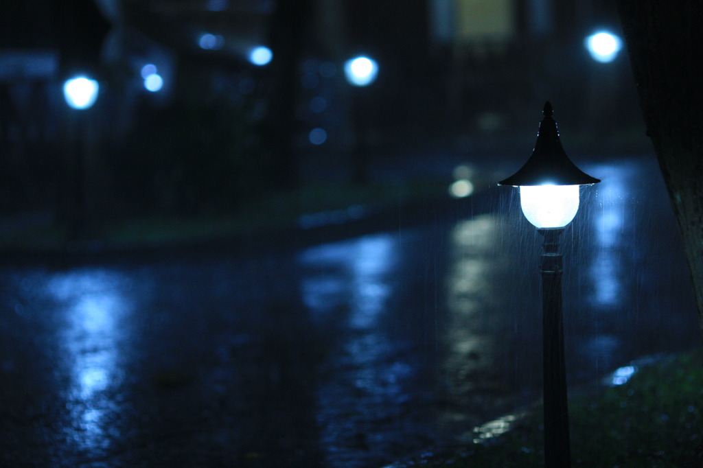NIGHT, RAIN, BLUE