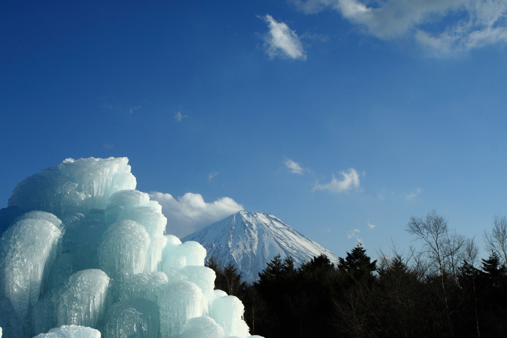 富士山と記念撮影