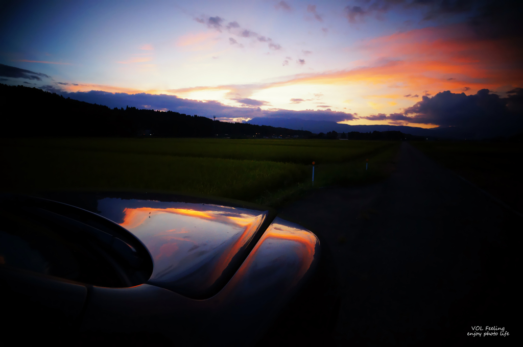 sunset car