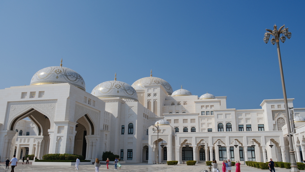 white palace in the blue sky