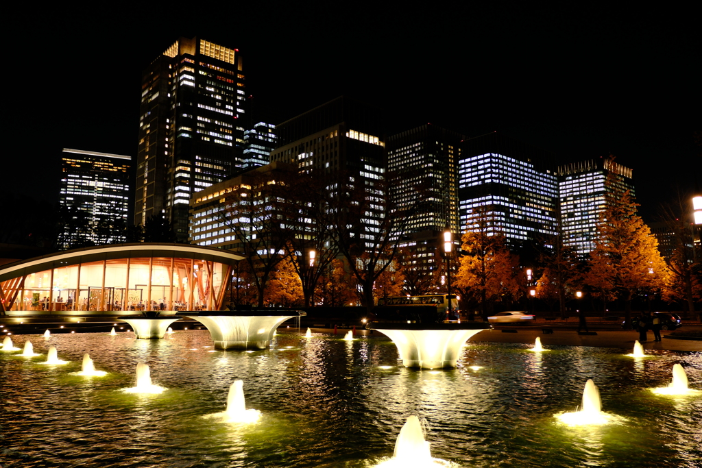 City waterside at night