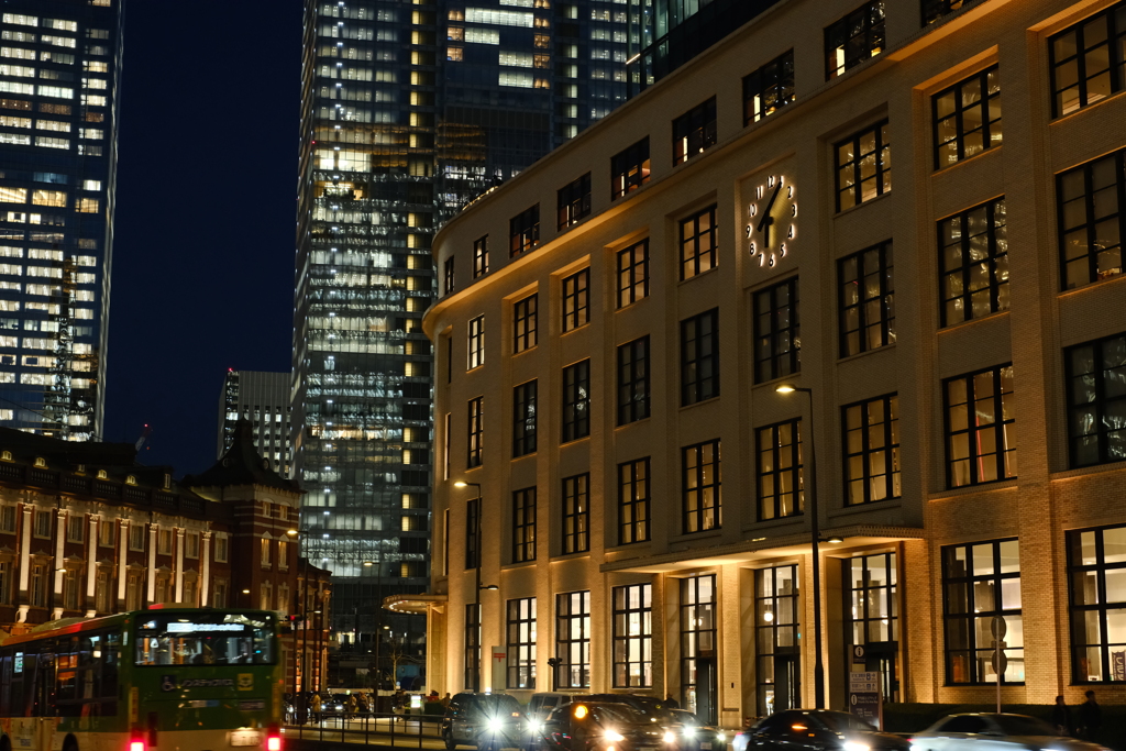 Post office and building in the evening