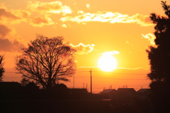 田舎の夕日は　”でっかい！！”