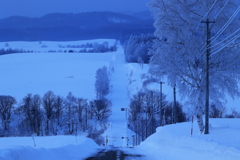 Winter road before dawn