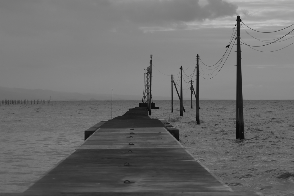 cloudy seawall