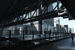 Under the truss frame