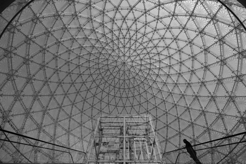 Glass dome leading to the mosque