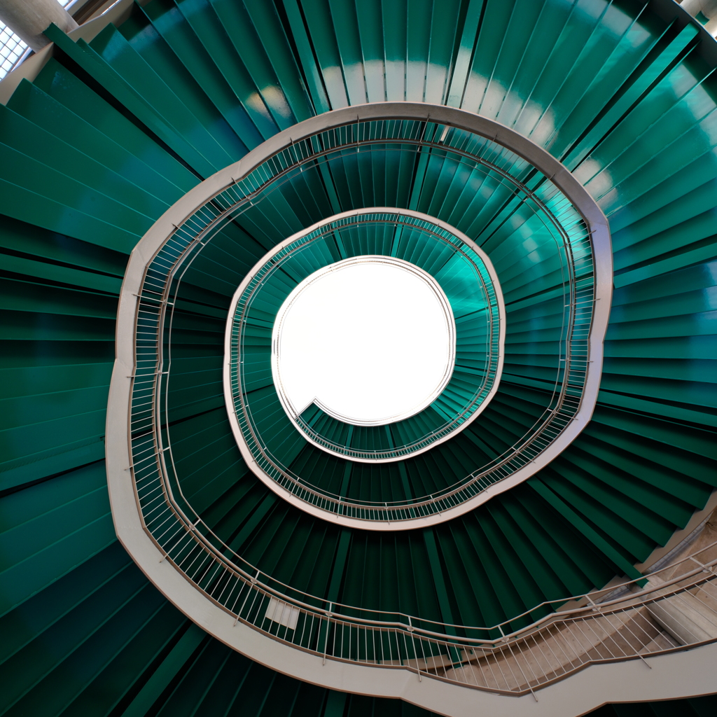 green spiral staircase