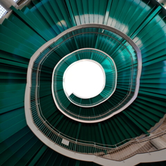 green spiral staircase