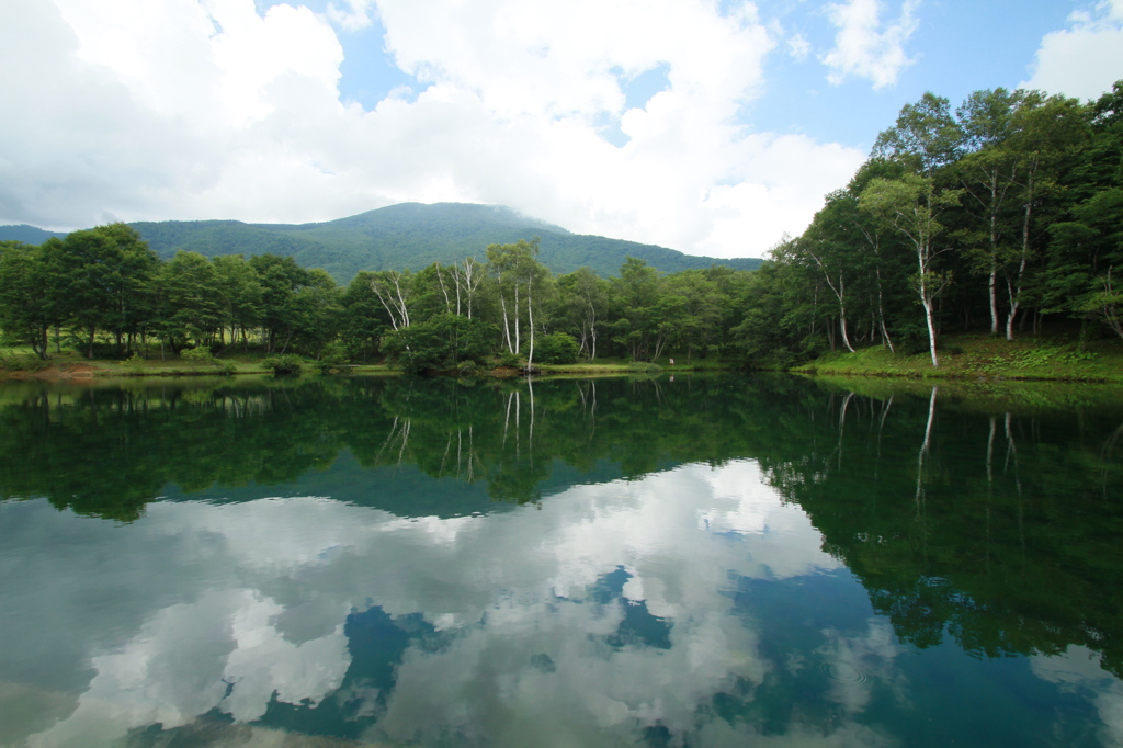 湖畔の夏雲