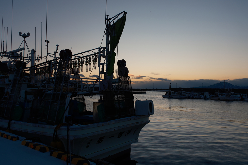 Fishing port at twilight