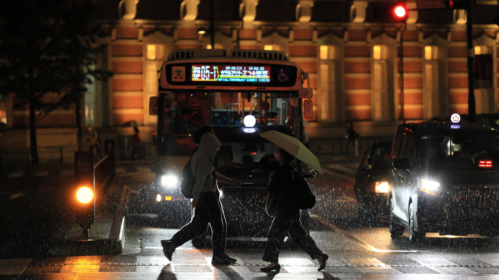 walking in the rain