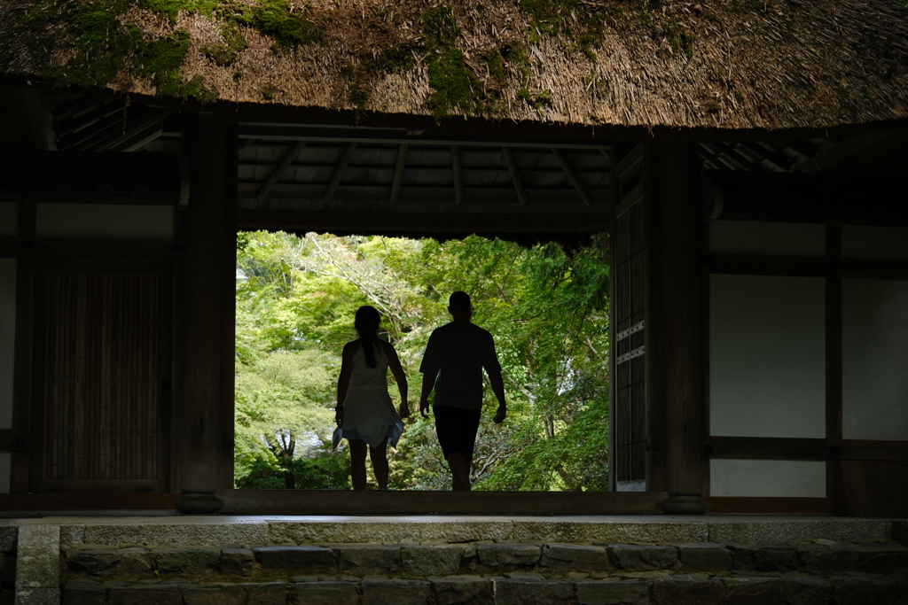 Silhouette passing through the gate