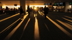 at the boarding gate